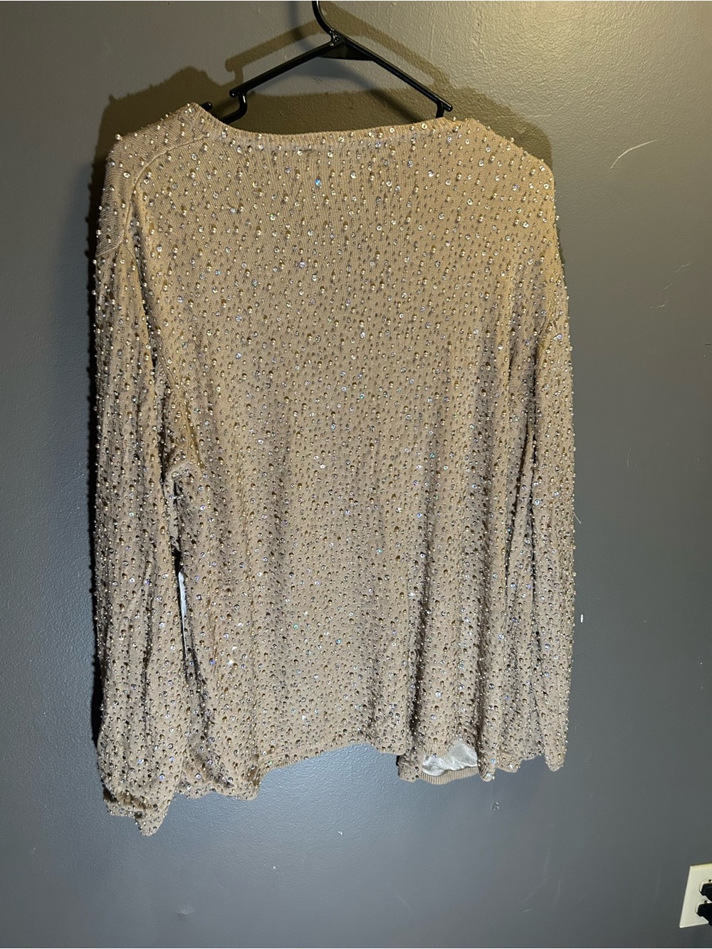 Vintage VIE by Victoria Royal Beaded Taupe Open Cardigan Silk & Cashmere size 1X - Picture 10 of 16